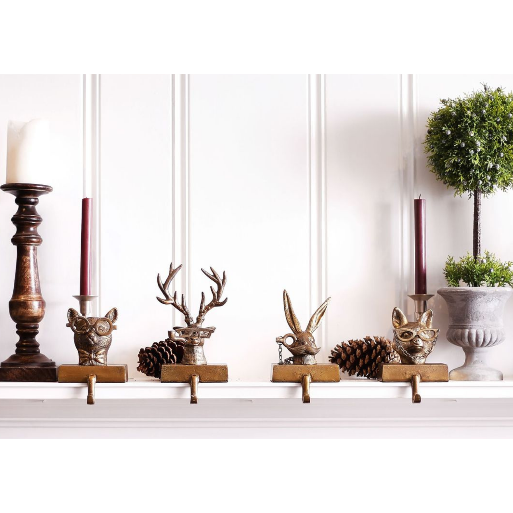 Whimsical Eric + Eloise Collection Brass Stocking Holders