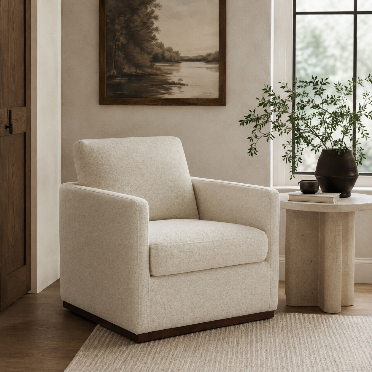 Stratford Swivel Lounge Chair - Linen Weave