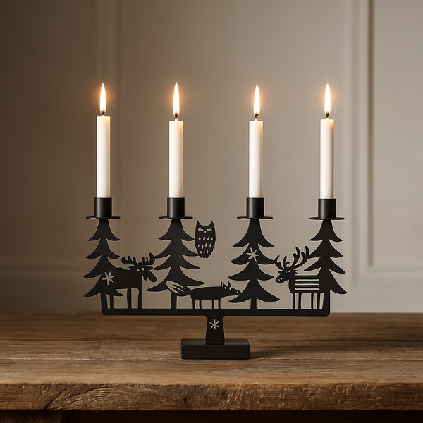 Festive Furries Black Candle Holder