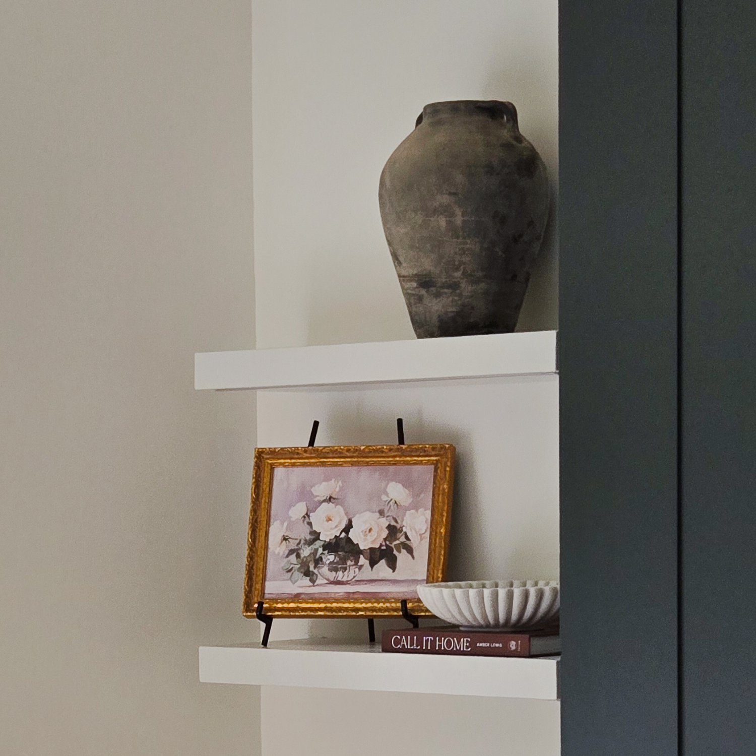 Ridged Muted Gray Vintage Crock