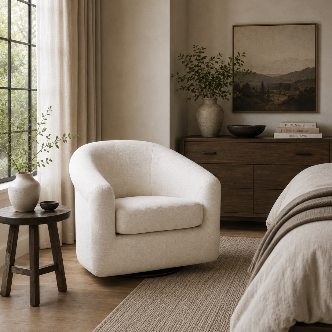 Woolwich Swivel Lounge Chair - Crypton® Nomad Snow