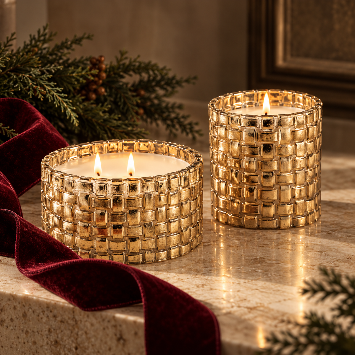 Woven Glass Siberian Fir Candle