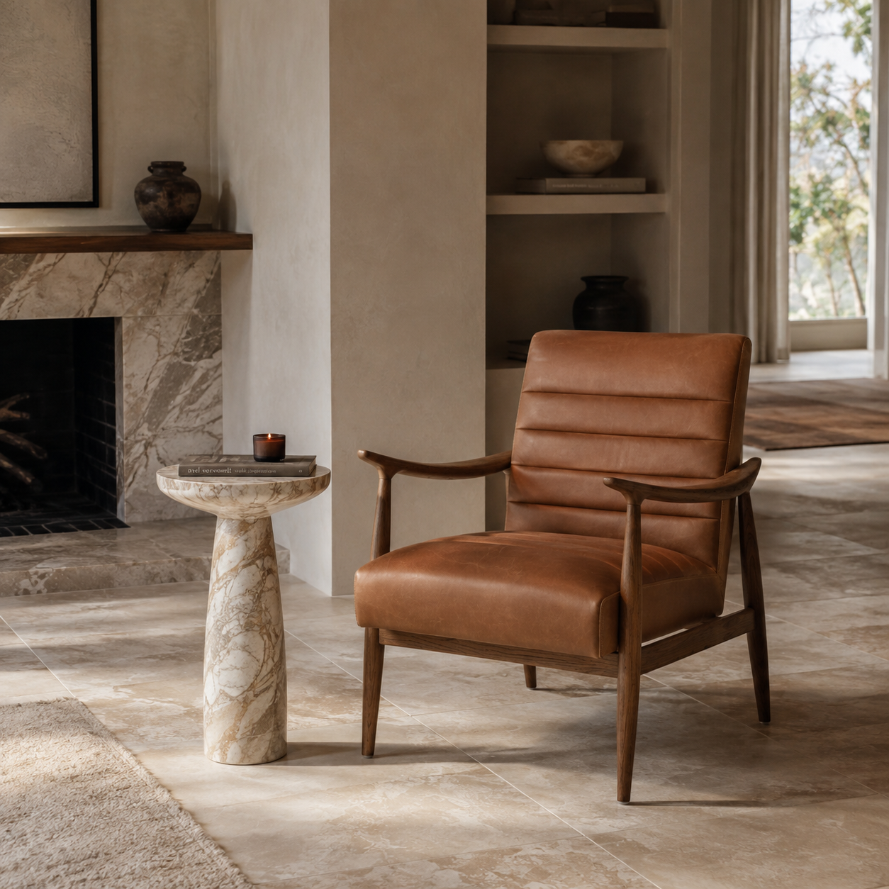 Wyndham Lounge Chair - Concord Mink Leather