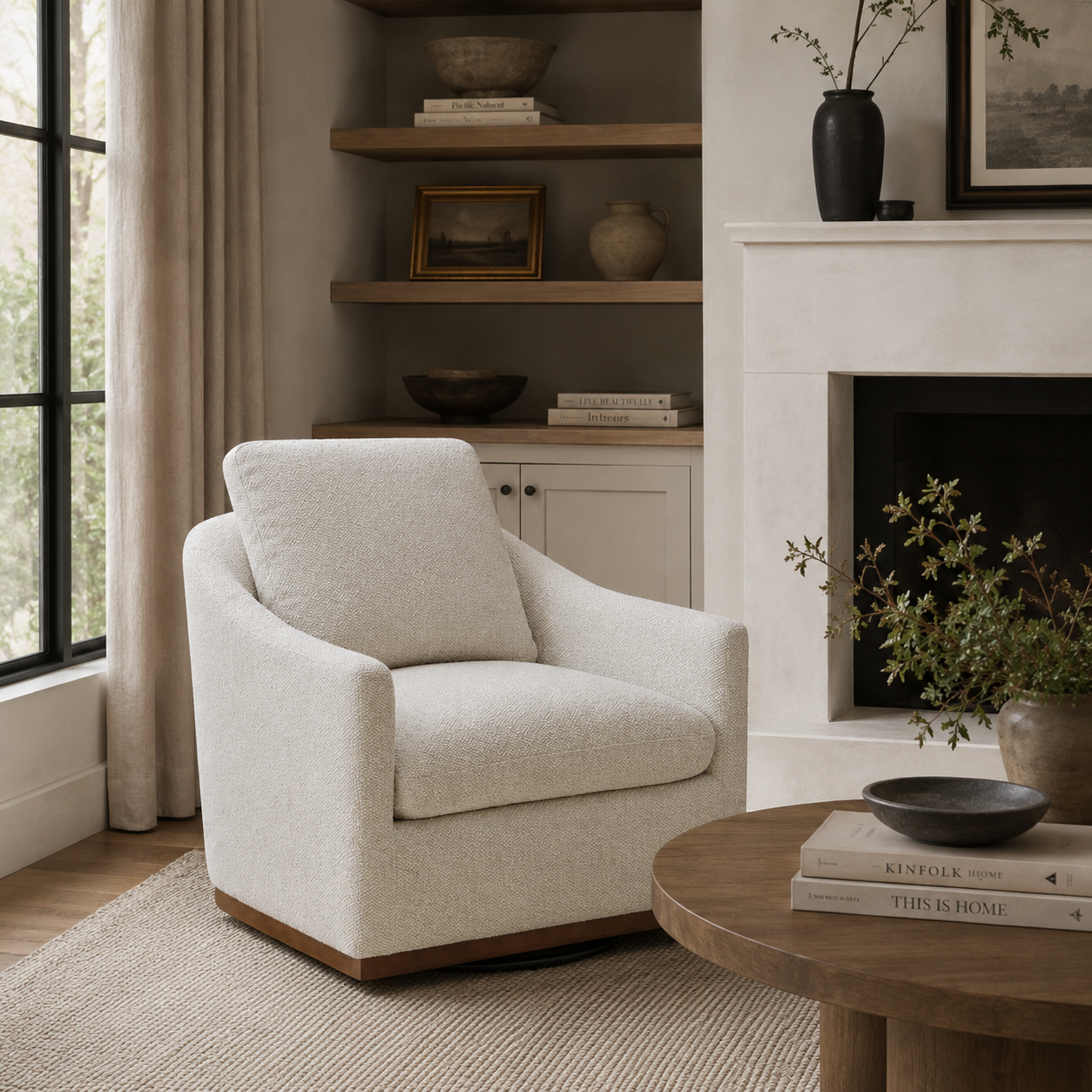 Yorkville Swivel Lounge Chair - Tasmin Linen