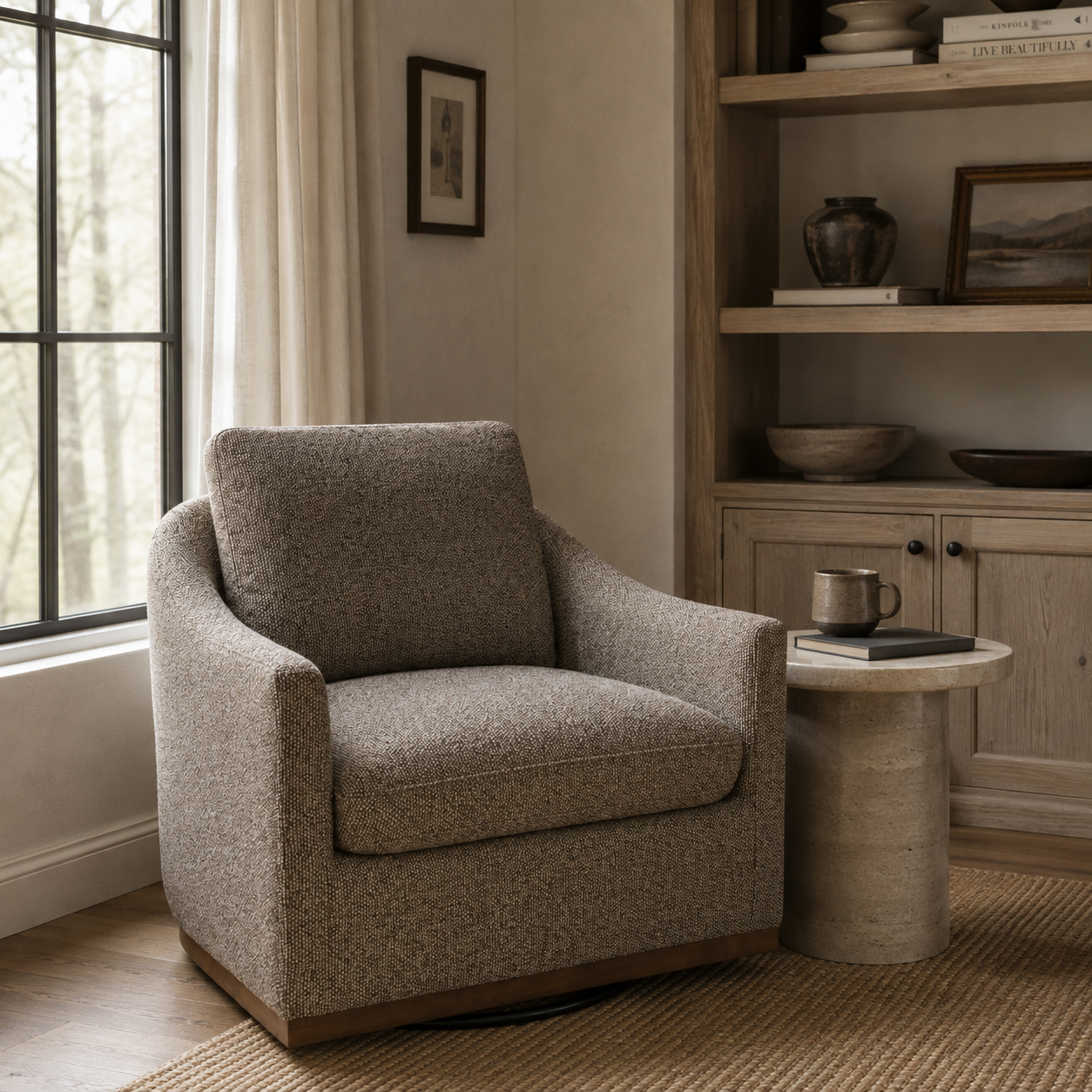 Yorkville Swivel Lounge Chair - Tasmin Earth