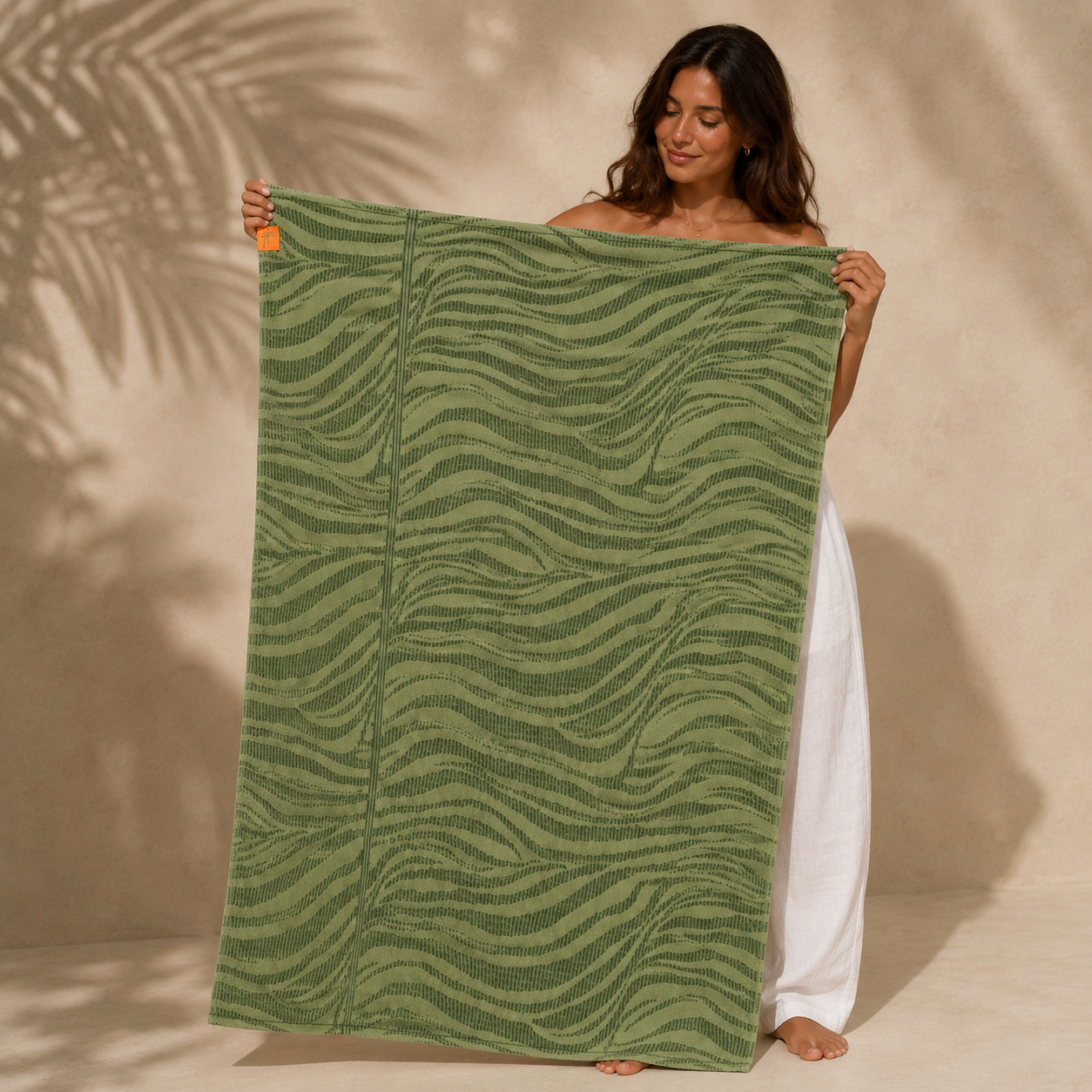Zebra Moss Green Towels