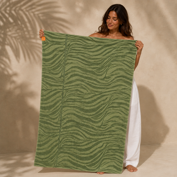 Zebra Moss Green Towels
