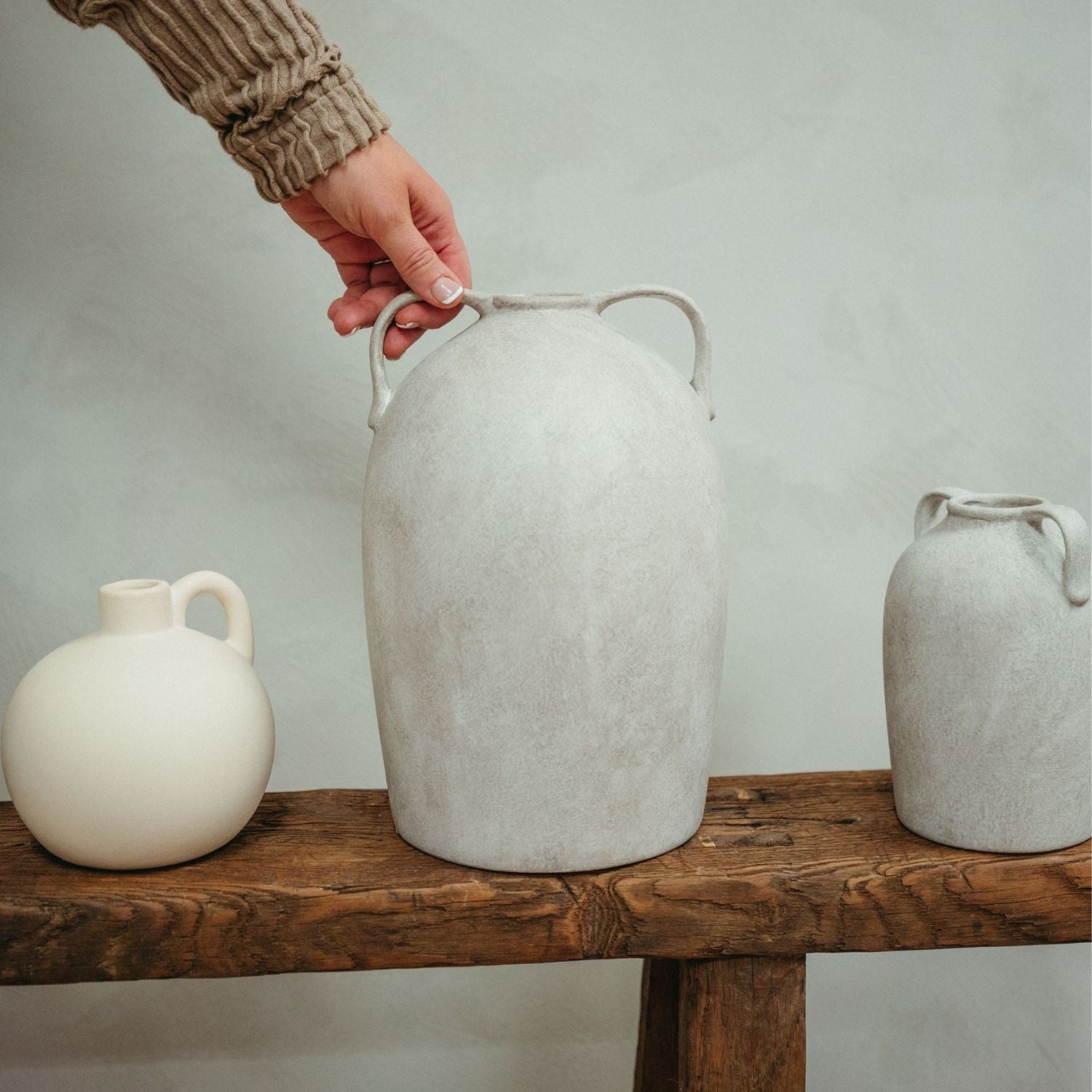 Ash Beige Stoneware Vase