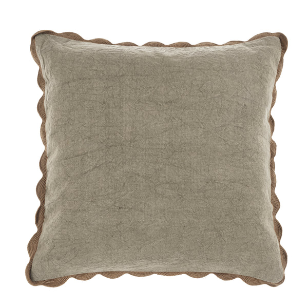 Distressed Scallop Linen Toss Pillow- Fog