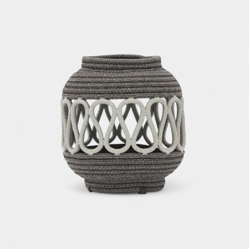 Woven Charcoal Outdoor Solar Lantern