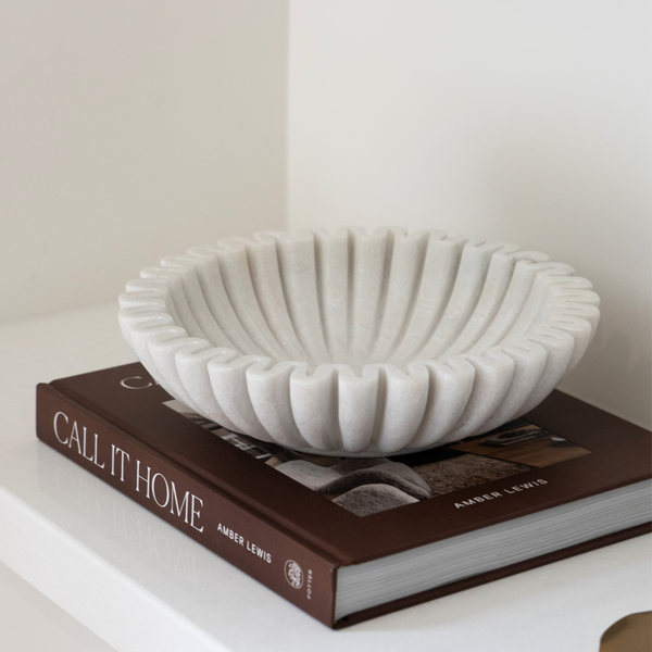 Scalloped White Marble Bowl