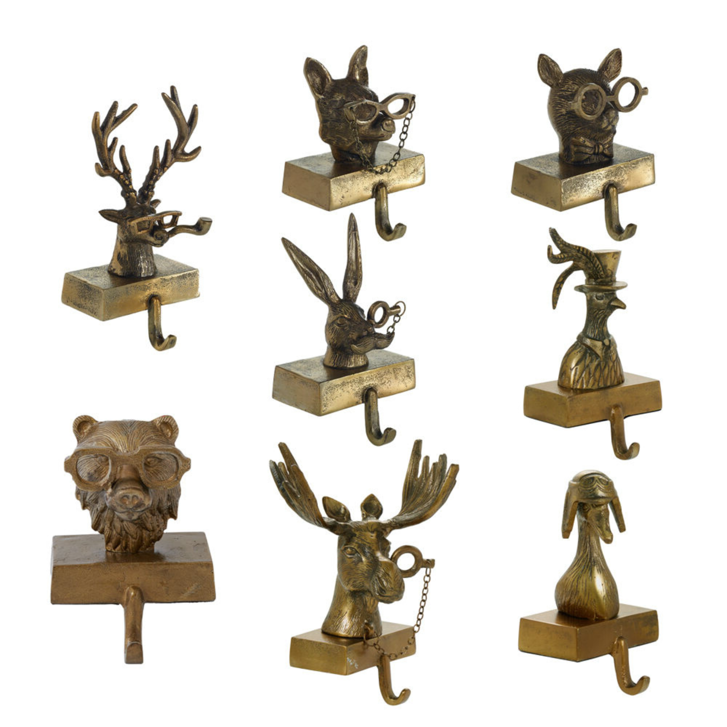 Whimsical Eric + Eloise Collection Brass Stocking Holders