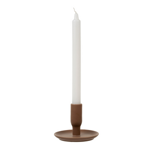 Modern minimalistic sculptural porcelain candle holder, Scandinavian look, terracotta colour