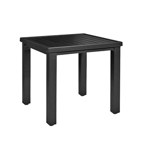 Premium transitional aluminum outdoor end table, slatted square top, clean architectural lines