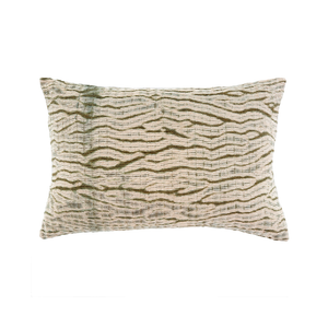Premium rectangular pillow with light cream and warm lichen coloured wave pattern