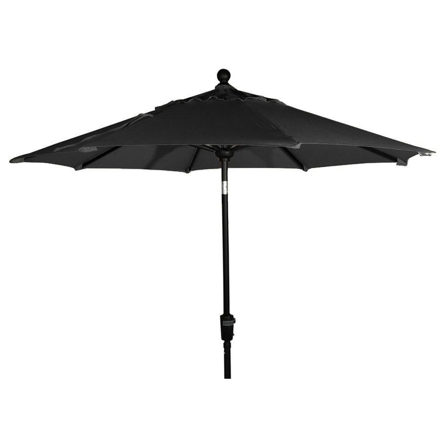 7.5’ Octagon market umbrella, black aluminum pole, push button to tilt, crank handle to open, Sunbrella fabric canopy