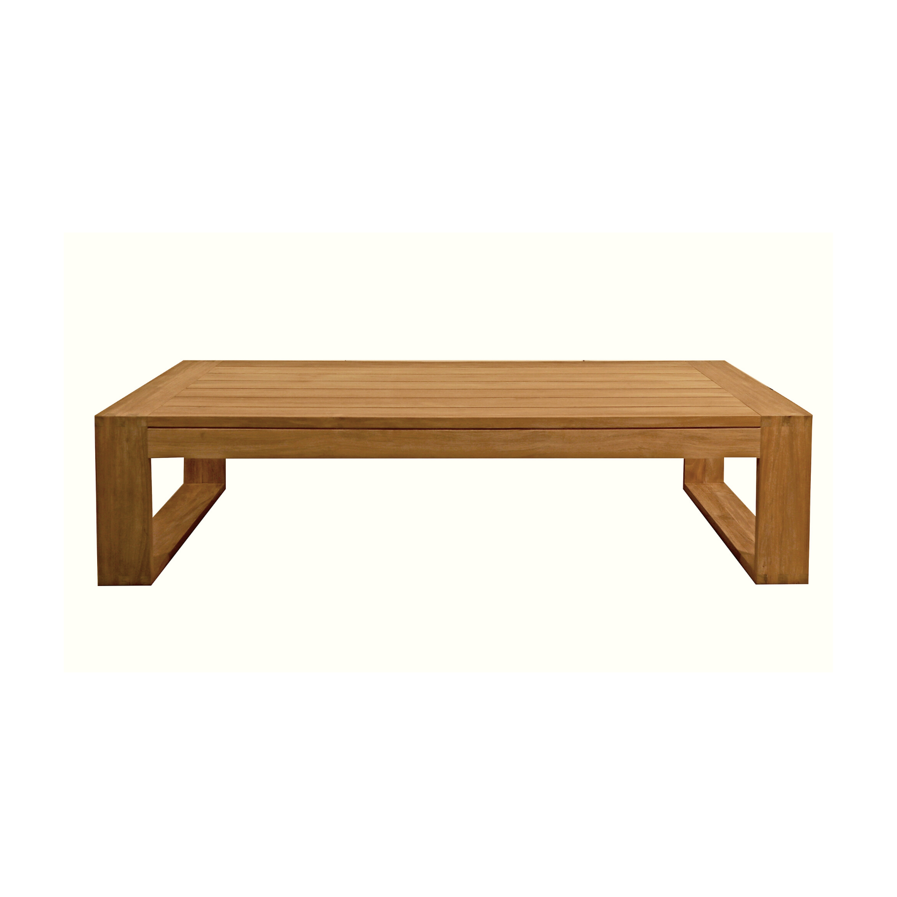 Modern Premium outdoor rectangular teak coffee table, crate style, low to ground