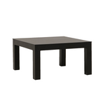 outdoor aluminum table in black finish, low profile, simple clean lines, allows it to slide under your chaise, light, durable