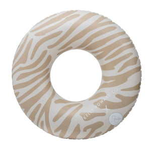 Premium outdoor oversized round pool float, tiger print with white and tan combination