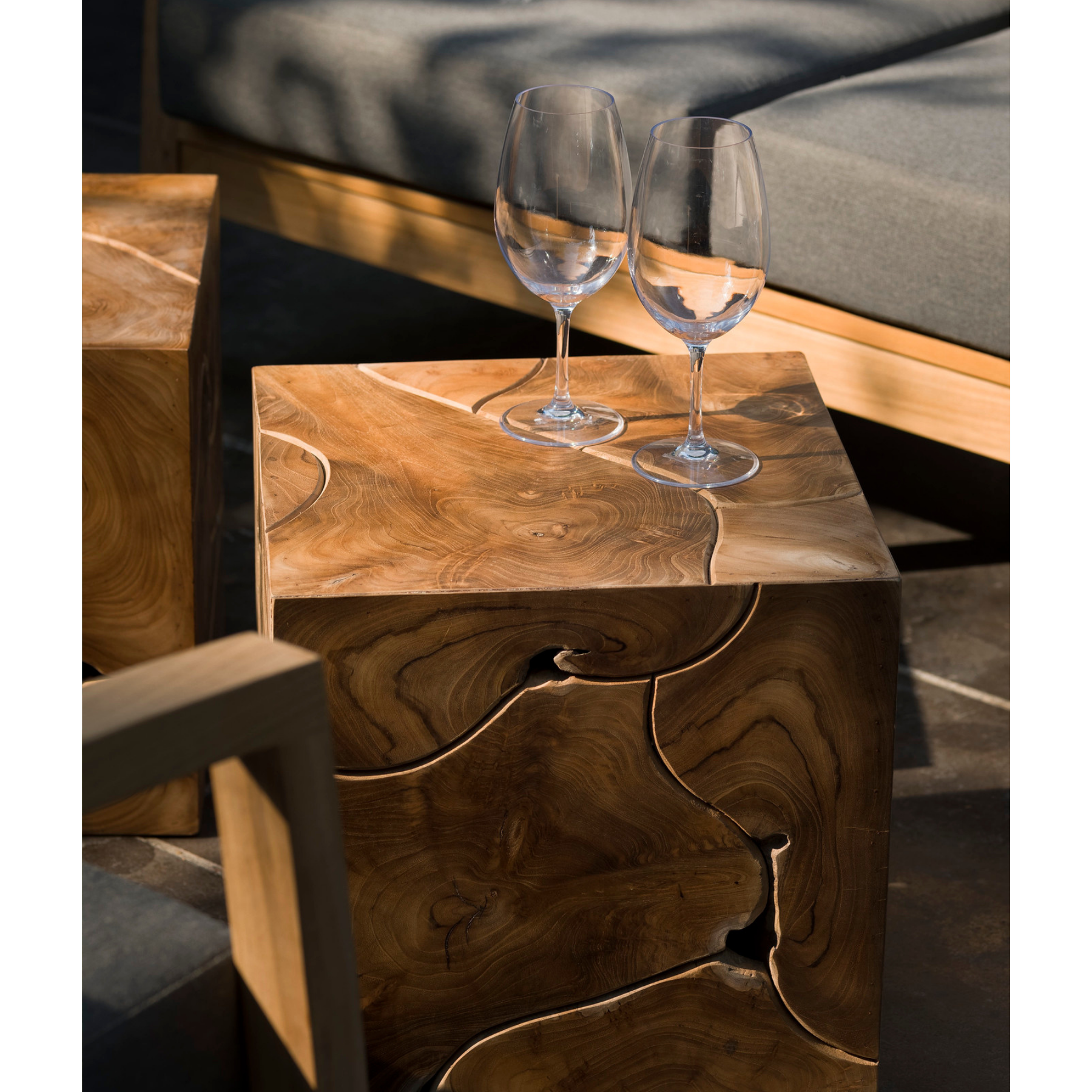 Teak Cube End Table