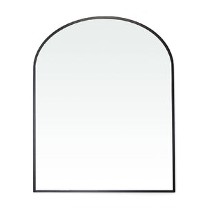 Premium indoor leaning mirror with a black-finished frame, in an arched shape.