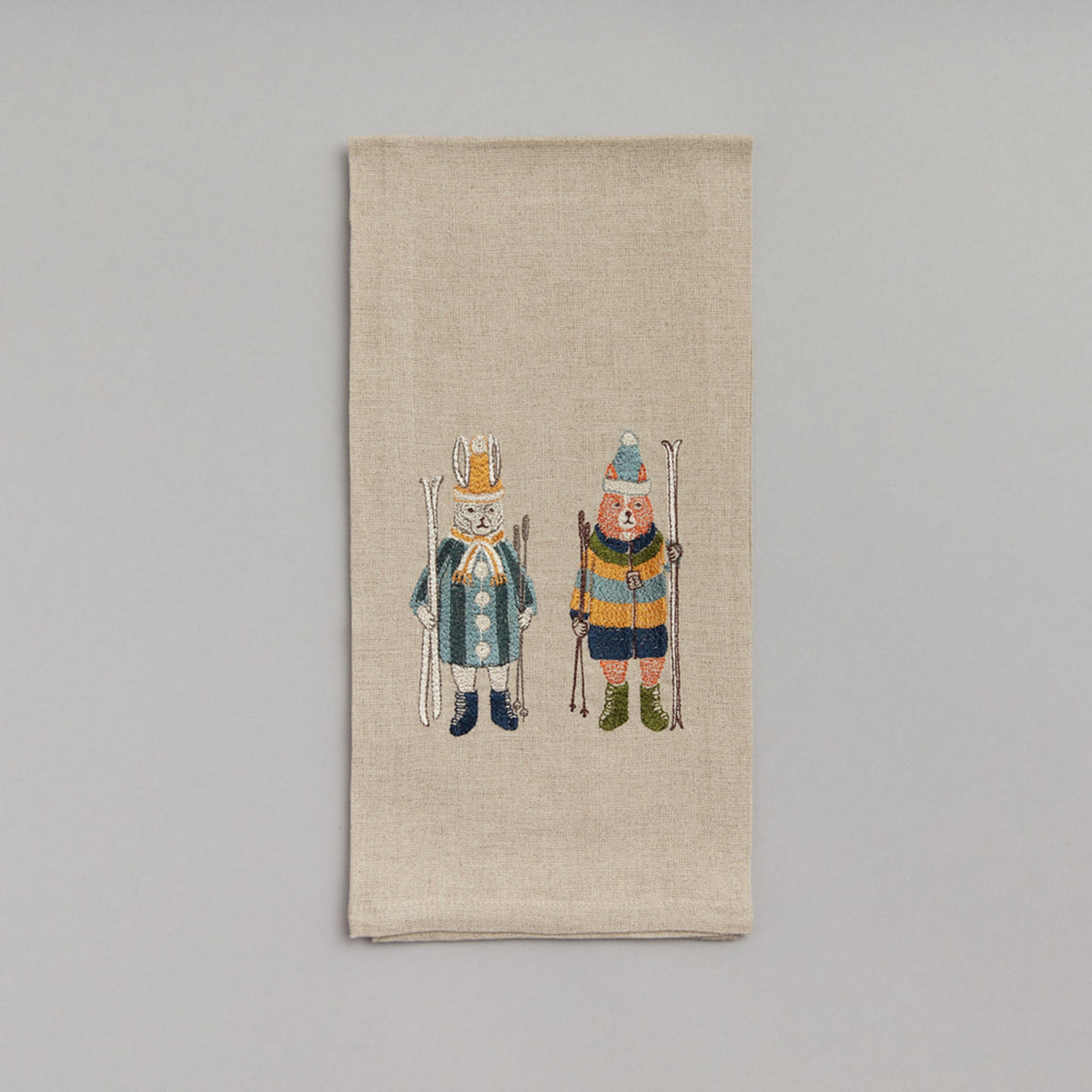 Winter Skiing Tea Towel