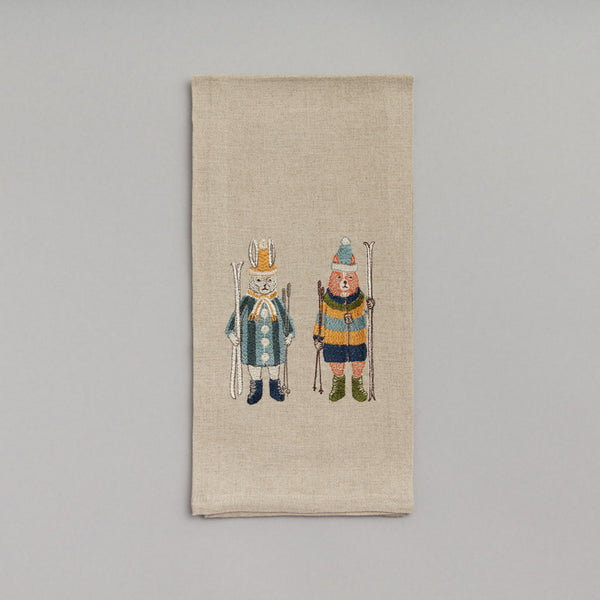 Winter Skiing Tea Towel
